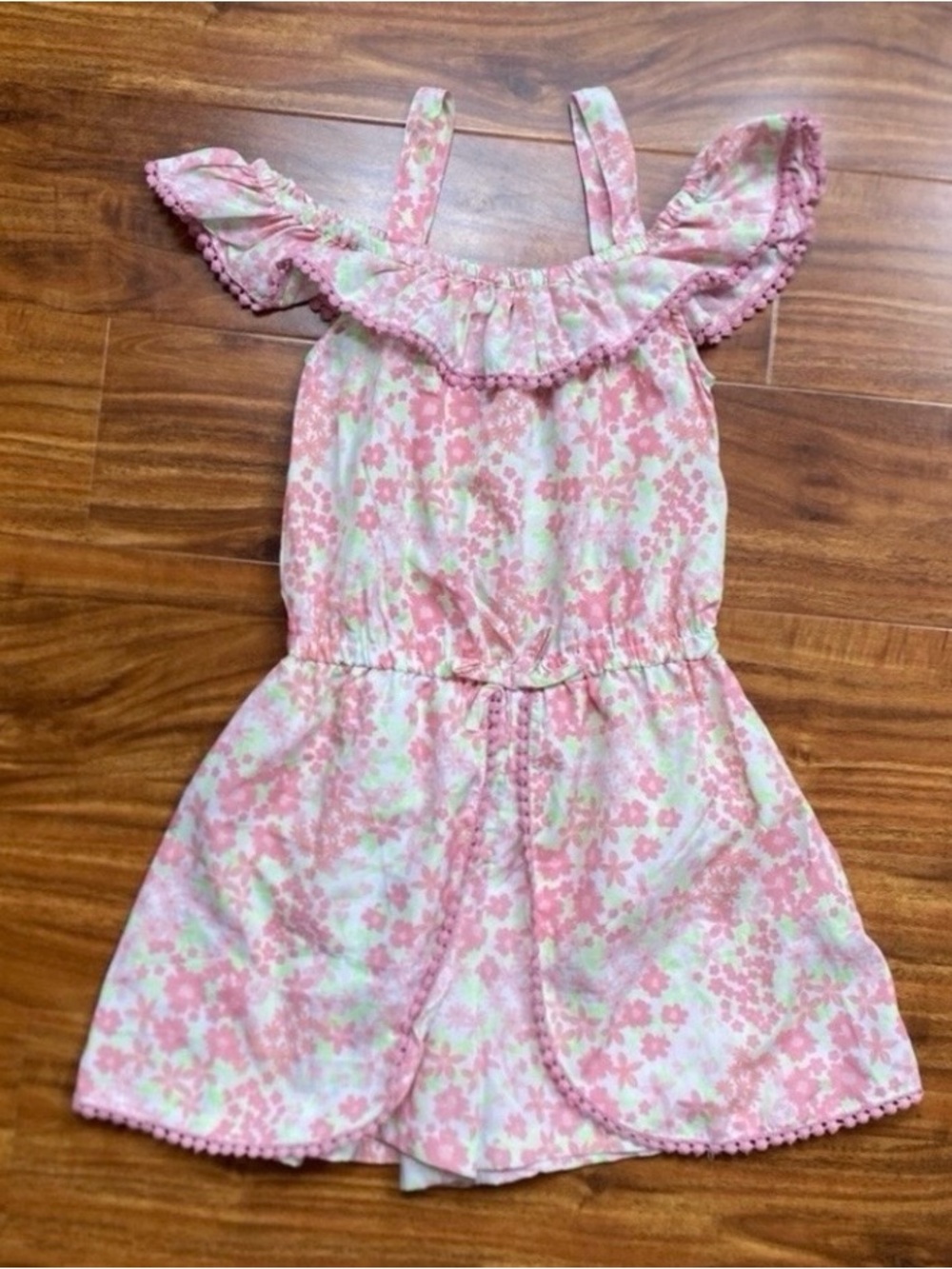 3/$25 FreeStyle Girls Pink Floral Shorts Romper Size 7 Casual Boho Cottagecore